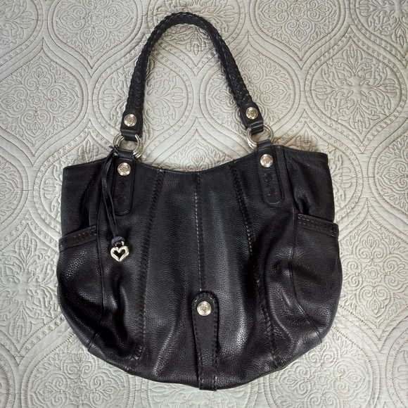 Brighton Handbags - Brighton Pebbled Leather Black Shoulder Bag Tote‎ Purse Large Hobo